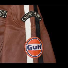 Gulf Leather Jacket Racing Classic Driver Cognac - Women