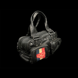 Racing Handbag Vintage Black Leather 4 Pockets
