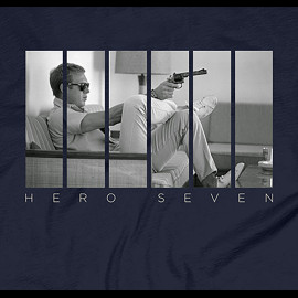 Steve McQueen T-shirt Gun Sofa Marineblau Hero Seven - Herren