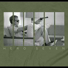 Steve McQueen T-shirt Gun Sofa Khaki Hero Seven - Herren
