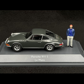 Porsche 911 S 1968 mit Steve McQueen Figur / Le Mans Film Schiefergrau 1/43 Schuco 450361700