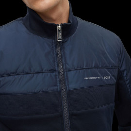 Porsche x BOSS Jacket Capsule logo Hybrid Sweatshirt water-repellent cotton-blend fabric Dark blue BOSS 50486249_404 - Men