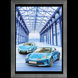 Alpine Poster A110 Blaue Garage Aluminium Rahmen François Bruère - VA146