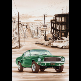 Ford Poster Mustang Bullit Steve McQueen François Bruère - VA161