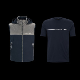 Duo Water repellent Porsche x BOSS reversible sleeveless Jacket + Porsche x BOSS T-shirt Dark Blue 50490451 / 50492425 - men