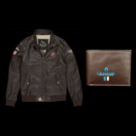 Duo Lederjacke Steve McQueen 24H Du Mans + 	Brieftasche Steve McQueen Le Mans Compact Leder Braun