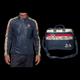 Duo Leather Jacket 24h Le Mans Michel Vaillant Royal Blue + 24h Le Mans Leather Shoulder Bag Michel Vaillant