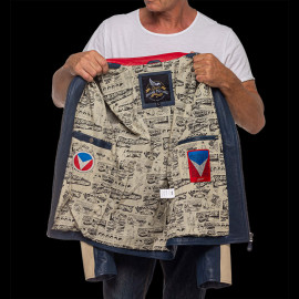 Duo Leather Jacket 24h Le Mans Michel Vaillant Royal Blue + 24h Le Mans Leather Shoulder Bag Michel Vaillant