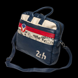 Duo Lederjacke 24h Le Mans Jacke Michel Vaillant Royalblau + 24h Le Mans Umhängetasche Michel Vaillant Leder Royalblau