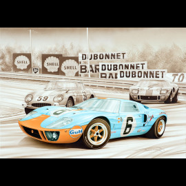 Ford GT40 Poster Winner 24h Le Mans 1969 n° 6 François Bruère - VA154
