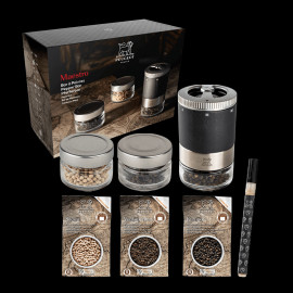 Peugeot Pfeffer Bar Set - Pfeffermühle + 3 Pfeffer Kampot Sikara Voatsiperifery 3 x 20g