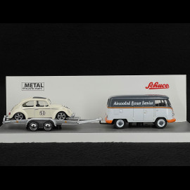 Volkswagen Combi Transporter T1b with Herbie on trailer Ivory / Grey 1/64 Schuco 452033400