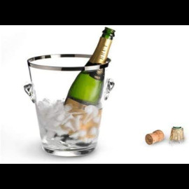 Champagnerkühler aus Glas Platinum Finish Peugeot 22 cm