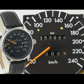 Mercedes-Benz W124 240 km/h Tachometer Uhr Chrom Gehause / schwarz Hintergrund / weiße Zahlen