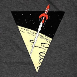 T-Shirt Tintin Rocket Destination Moon - Explorers on the Moon Dark Grey 00874094 - children