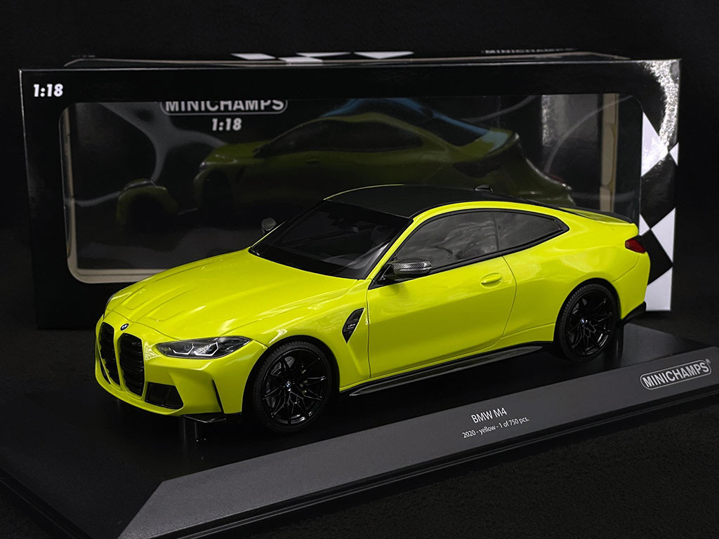 BMW M4 Competition Coupé 2020 Sao Paulo Gelb 1/18 Minichamps 