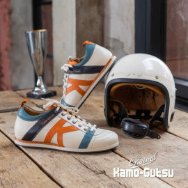 Kamo-Gutsu Shoes The Original Tifo 042 Leather Gulf blue / Orange - Cielo Arancio - Men