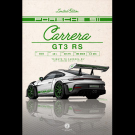 Plakat Porsche 911 GT3 RS Type 992 2023 US Version Eisgrau / Pythongrün Aluminium Dibond 40 x 60 cm Helge Jepsen