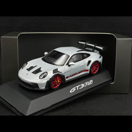 Porsche 911 GT3 RS Type 992 2023 Ice Grey / Pyro Red Stripes 1/43 Spark ...