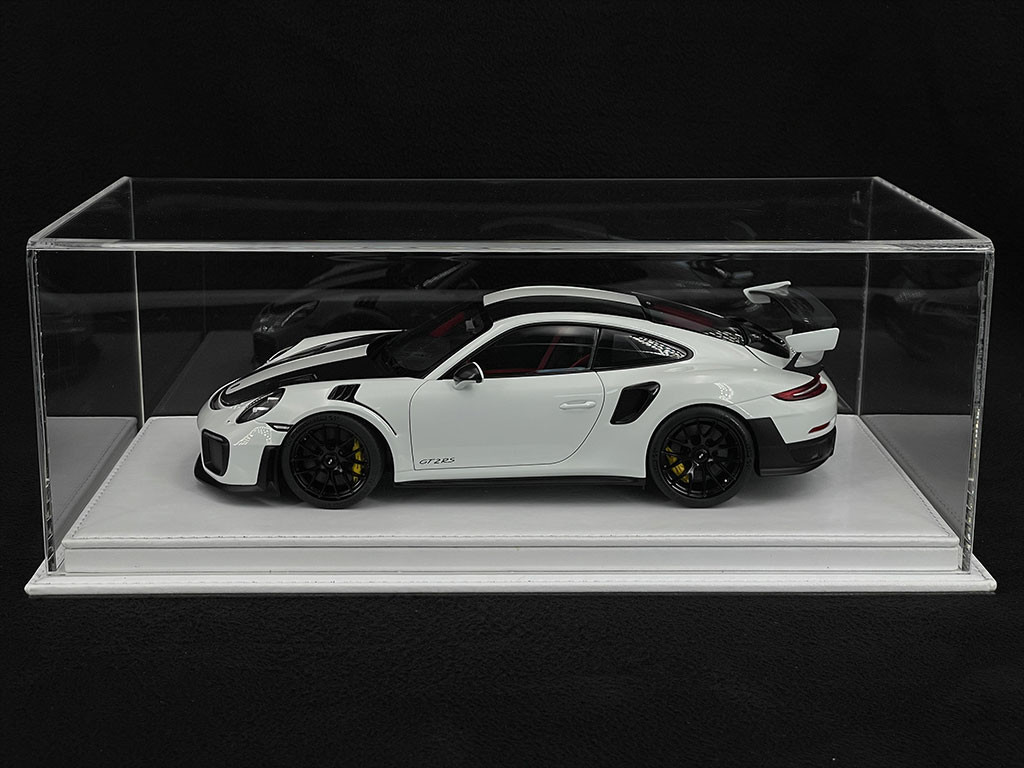 Vitrine 1/18 pour miniature Porsche Base rouge simili cuir qualité premium