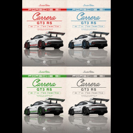 Set of 4 Porsche Posters 911 GT3 RS Type 992 2023 printed on Aluminium Dibond plate 40 x 60 cm Helge Jepsen
