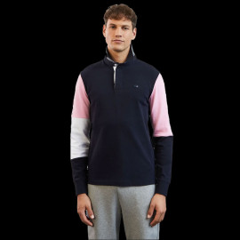 Eden Park Polo Langarm XV de France Marineblau Rosa H23MAIML0022 – Herren