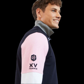 Eden Park Polo Langarm XV de France Marineblau Rosa H23MAIML0022 – Herren