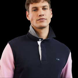 Eden Park Polo Langarm XV de France Marineblau Rosa H23MAIML0022 – Herren