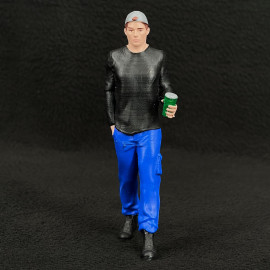 Figur Mechaniker in der Getränk Pause Diorama 1/18 Premium 18002
