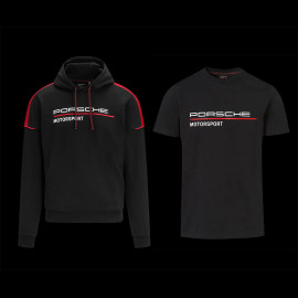 Duo Porsche Sweatshirt Motorsport + Porsche T-shirt Motorsport Schwarz