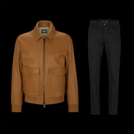 Duo Porsche x BOSS Jacket Goat Leather + Porsche x BOSS Jeans Tapered Stretch