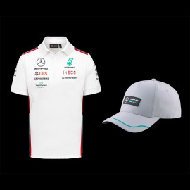 Duo Mercedes Polo-Shirt Petronas + Mercedes Hat F1 Team Hamilton Russell