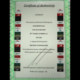 ULTRA RARE - Handsigniert Michael Schumacher Helm GP Spa 2011 20th Years in F1 1/8 Minichamps 9021003127