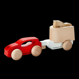 Porsche Cayenne Holzauto mit Anhänger und Pferd Rot / Weiß WAP0406210RCAY
