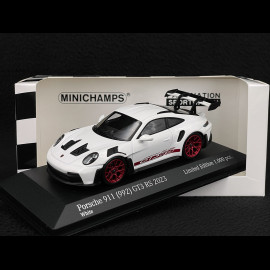 Porsche 911 GT3 RS Type 992 2023 Weiß / Rote Streifen 1/43 Minichamps 413062103