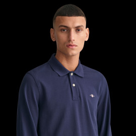 Gant Polo Shirt Long Sleeves Shield Night Blue - Men 2230-433