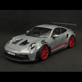 Porsche 911 GT3 RS Type 992 2022 Arktikgrau / Pyrorot Streifen 1/18 Norev 187350