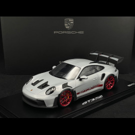 Porsche 911 GT3 RS Type 992 2023 Ice Grey / Pyro Red Stripes 1/18 Spark WAP0211540P001