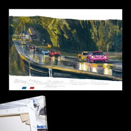 Porsche 911 RSR Type 991 n° 85 Iron Dames 24h Le Mans 2023 70 x 50 cm Leinwand auf Holzrahmen Uli Ehret - 1115