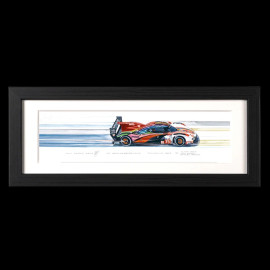 Porsche 963 n° 75 15 x 38 cm Black wood frame Limited edition Uli Ehret - 1112E