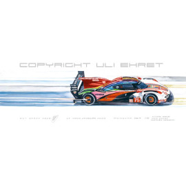 Porsche 963 n° 75 15 x 38 cm Schwarze Rahmen Limitierte Auflage Uli Ehret - 1112E