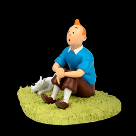Tintin and Snowy Figurine - Sitting in the grass - The Black Island 17,5 cm 47001