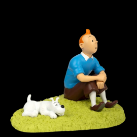 Tintin and Snowy Figurine - Sitting in the grass - The Black Island 17,5 cm 47001