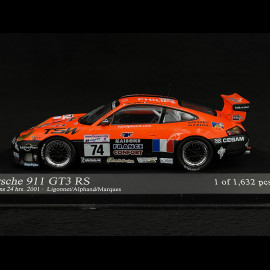 Porsche 911 GT3 RS Typ 996 n° 74 24h Le Mans 2001 1/43 Minichamps 400016974