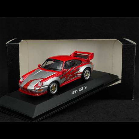 Porsche 911 GT2 Type 993 1995 Silver / Red 1/43 Minichamps