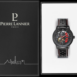 Automatic Watch Pierre Lannier Paddock Made in France Leather bracelet Black / Red 338A433