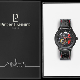 Automatikuhr Pierre Lannier Paddock Hergestellt in Frankreich Lederarmband Schwarz / Rot 338A433