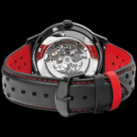 Set Automatic Watch Pierre Lannier Paddock Made in France Leather or Metal bracelet Black / Red 385C439
