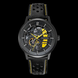 Pierre Lannier Automatic Watch Paddock Made in France Leather bracelet Black / Yellow 338A443