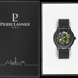Automatic Watch Pierre Lannier Paddock Made in France Metal bracelet Black / Acid Green 338A469
